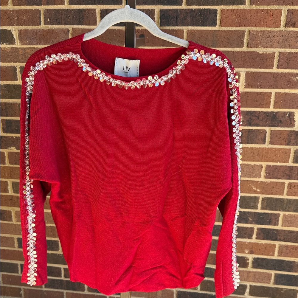 Milano Red Embellished Sweatshirt